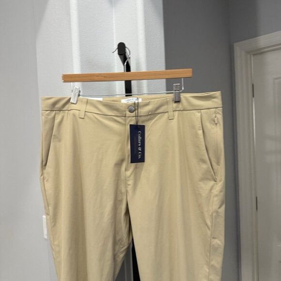 NEW Collars & Co Apex Tech Pant 38x32 Lt Beige  Performance Stretch Tailored Fit - Picture 3 of 9